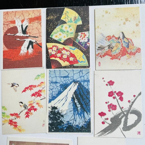 Chikyu Card Asian Influence Art Notecards No Envelopes 2.5 x 3.5 Inch 8 Pieces - Picture 2 of 7